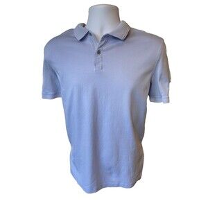 Calvin Klein Mens Polo Shirt Size Large Light Blue Smooth Cotton Classic Fit EUC